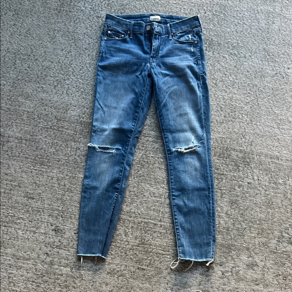 MOTHER Women's Distressed Skinny Jeans in Blue - Picture 1 of 6